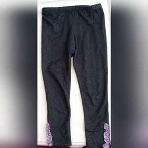 Faded Glory Denim-like leggings w/lavender lace detail at hem